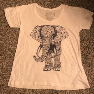 White tee with navy blue short sleeve tee